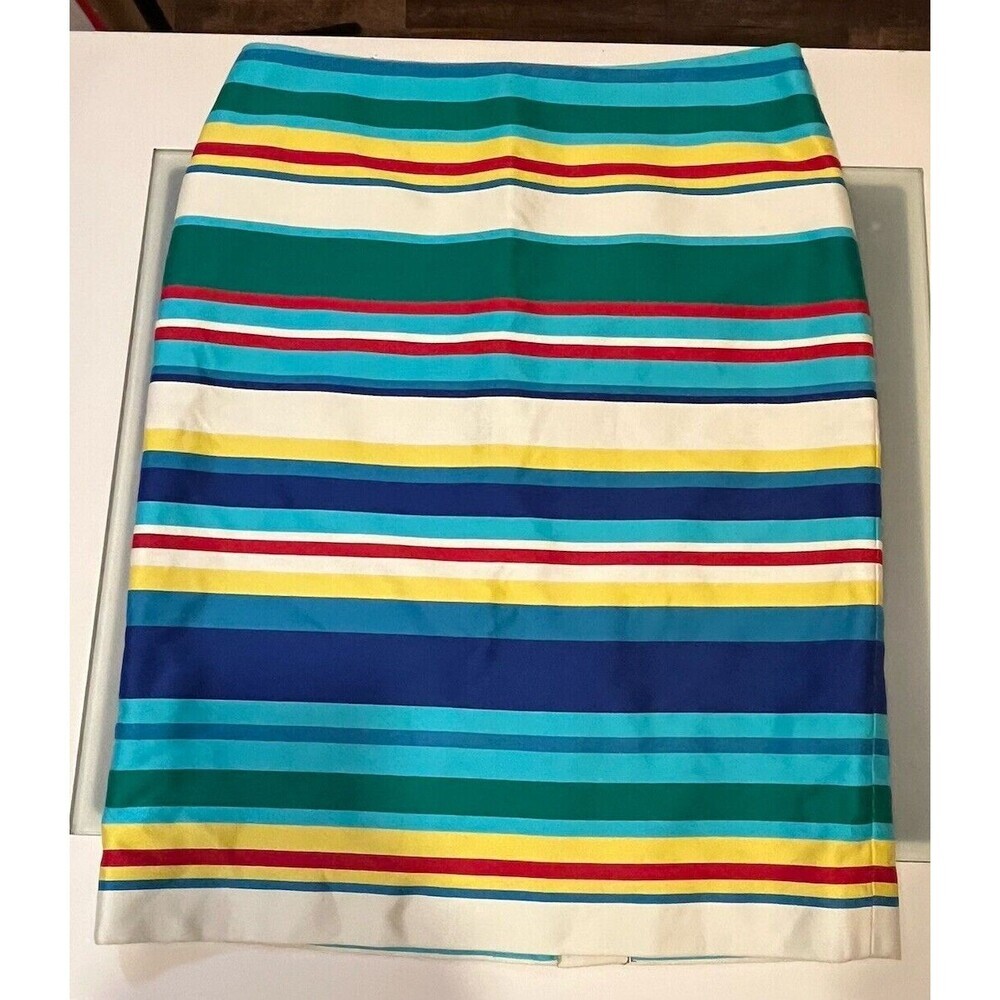 TALBOTS PENCIL SKIRT MULTICOLOR STRIPES WOMEN’S SIZE 4 PETITE COTTON
